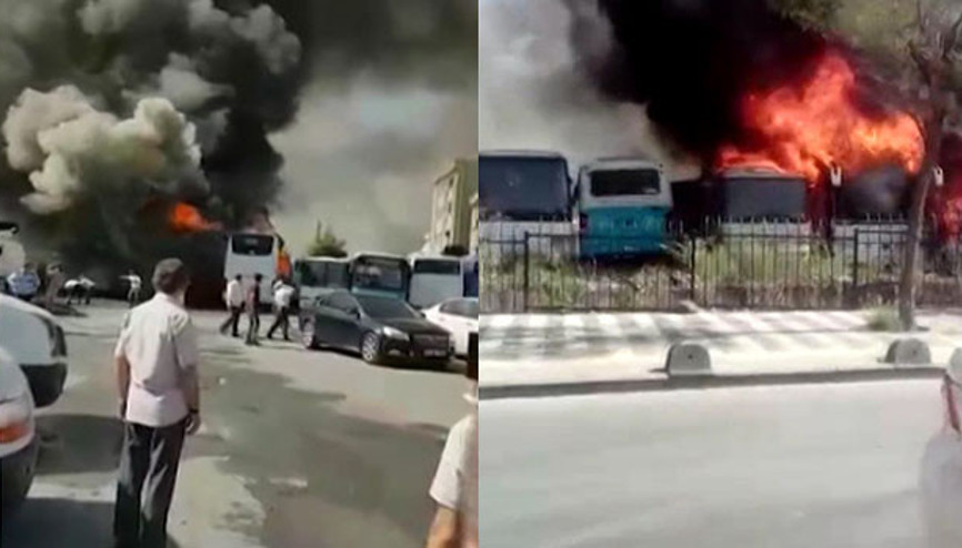 Ayazağada 2 otobüs ve 2 midibüs yandı Ayazağada 2 otobüs ve 2 midibüs yandı