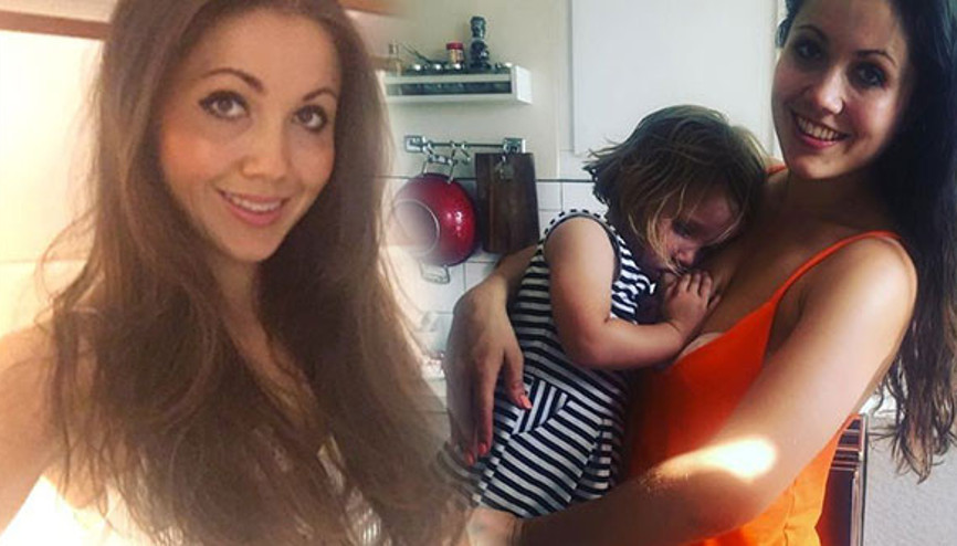 Okula giden kızını hala emziriyor