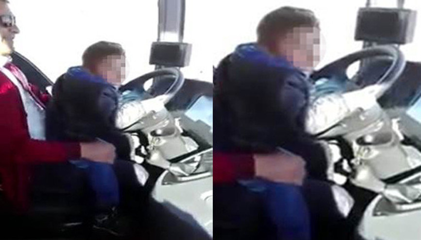 Pes artık.. Şehirlerarası otobüsü 5 yaşındaki çocuğa kullandırdı