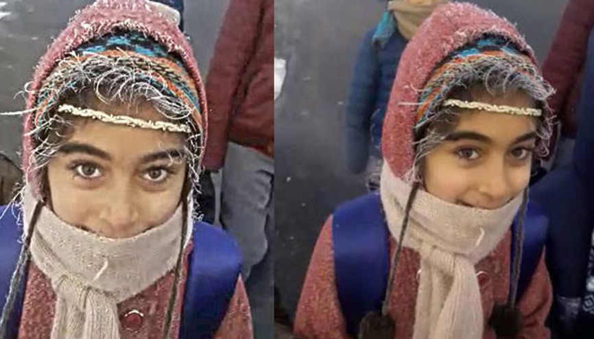 Ardahanda inanılmaz görüntü Saçları bile dondu