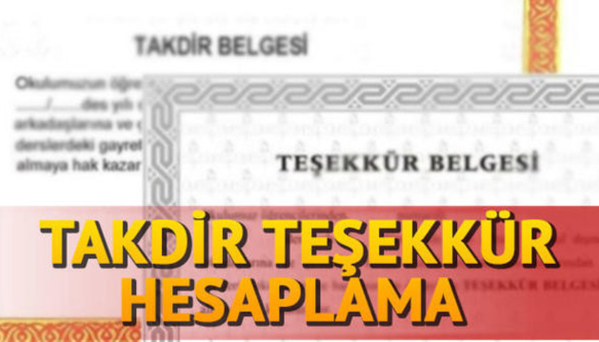 Takdir teşekkür hesaplama işlemi nasıl yapılır