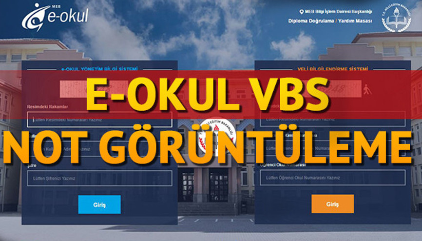 E- okul VBS giriş sayfası - E - okul ortalama görüntüleme ekranı
