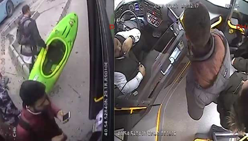 Otobüs şoförüne  kano saldırısı