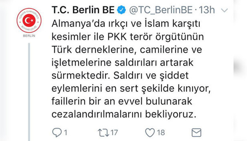 Büyükelçilik: Saldırganlar cezalandırılsın