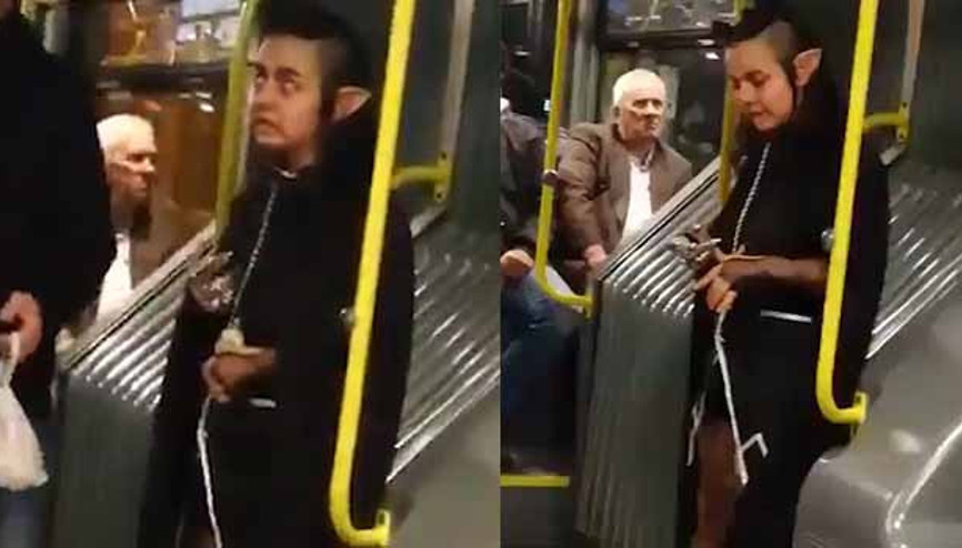 Metrobüste herkesi şoke eden yolcu Metrobüste herkesi şoke eden yolcu