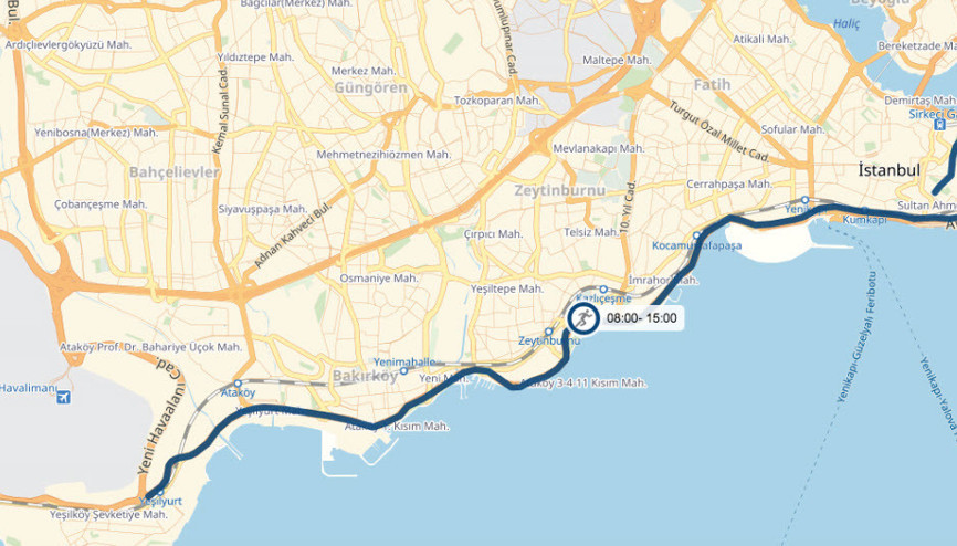 Vodafone İstanbul Yarı Maratonu sırasında kapanacak yollar