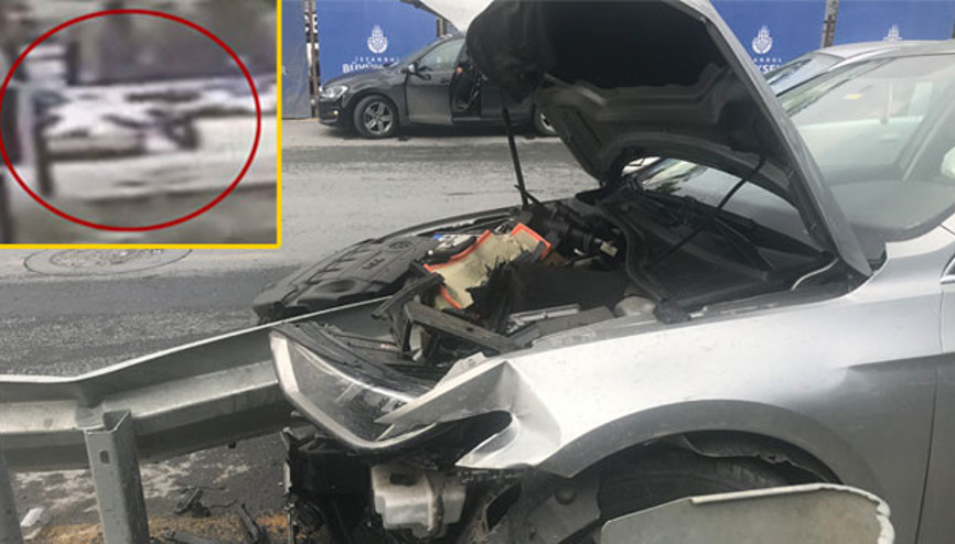 Sarıyerde korkunç kaza... Motosikletlinin sıkıştırdığı otomobil bariyerlere ok gibi saplandı Sarıyerde korkunç kaza... Motosikletlinin sıkıştırdığı otomobil bariyerlere ok gibi saplandı