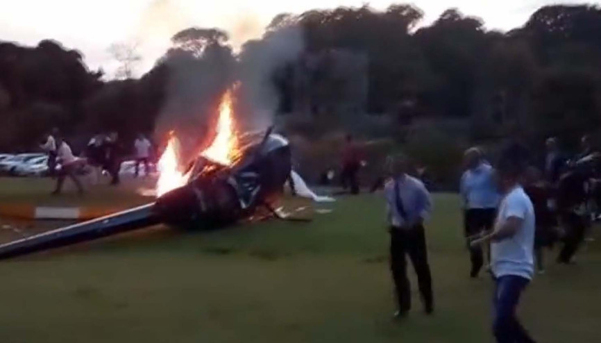 Düğünde facia Helikopter herkesin gözü önünde yere çakıldı…