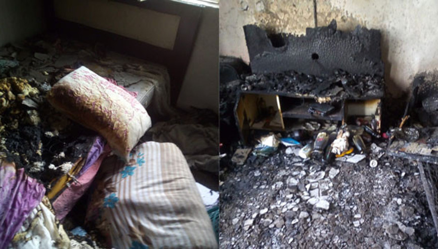 Kaynanasının evine molotof attı