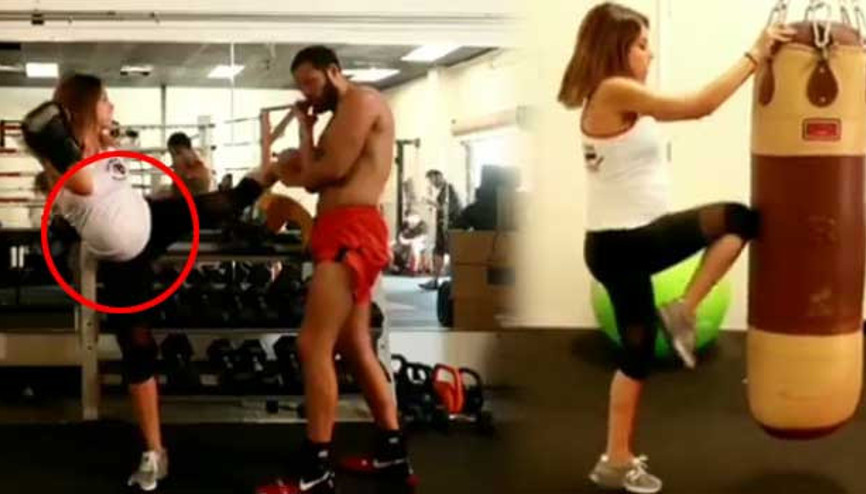 Doğuma günler kala ringe çıktı