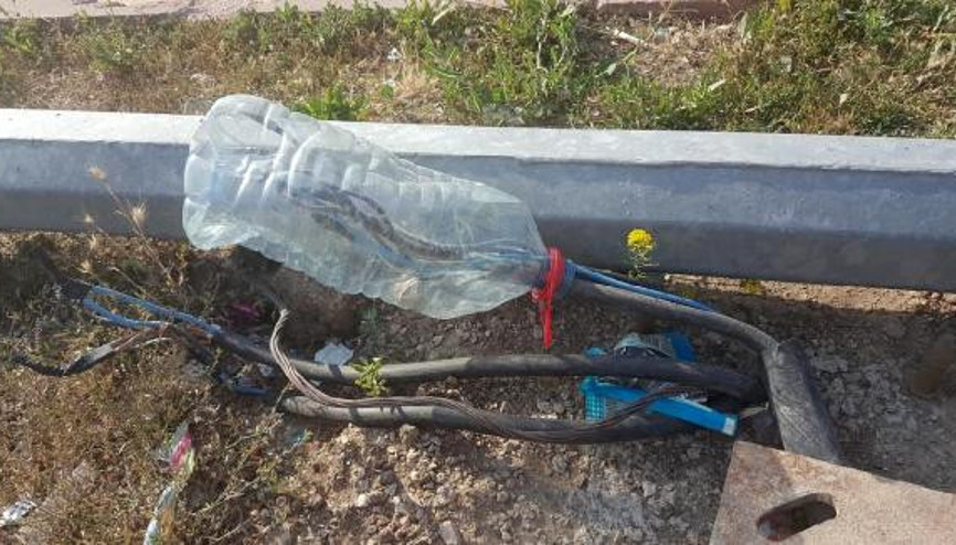 Yüksek gerilime pet şişeli önlem