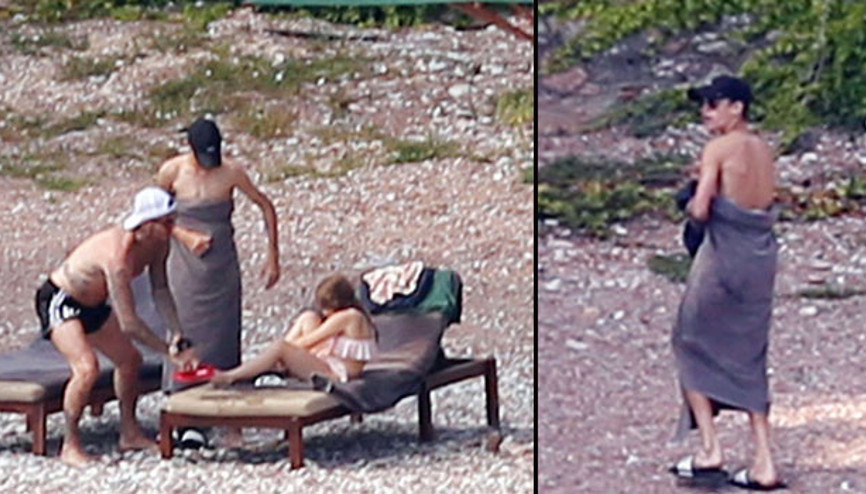 Beckham ailesi tatilde: Ben duşa gidiyorum, çocukla sen ilgilen