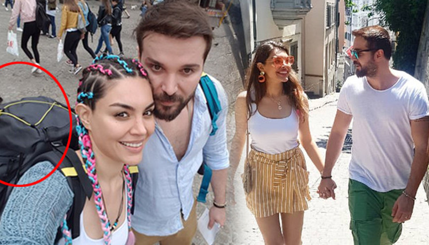 Sırt çantasını taktı kimse onu tanımadı Ünlü çiftin yurt dışı kaçamağı