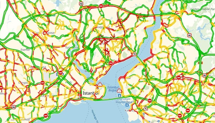İstanbulda yağmur sonrası trafikte son durum