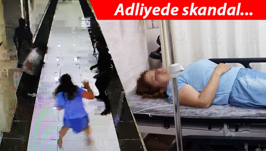 Adliyede skandal Polisin elinden kaçıp katibin saç derisini kopardı