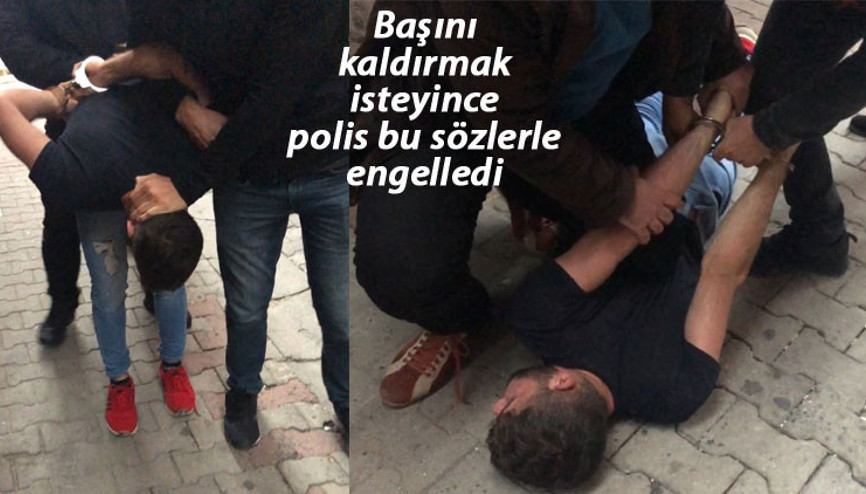 Polis başını kaldırmak isteyince böyle engelledi