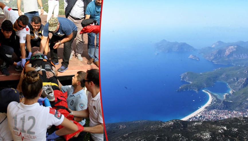 Otelin çatısına düşen paraşütçü yaralandı