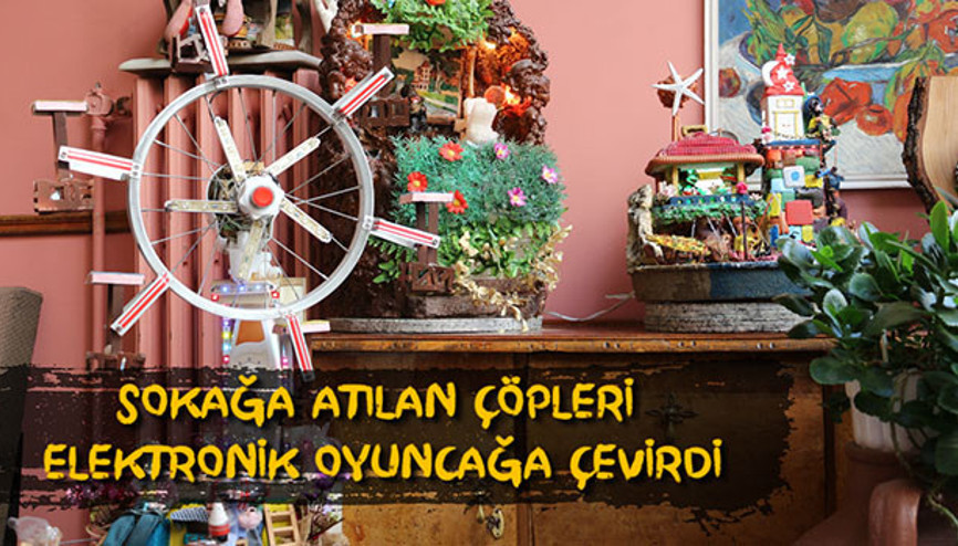 Sokağa atılan çöpleri elektronik oyuncağa çevirdi