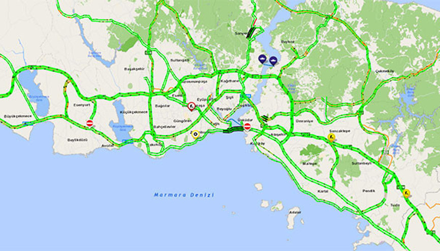 İstanbulda trafik yoğunluğu yüzde 1