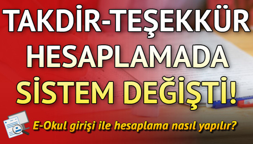 Takdir teşekkür hesaplama işlemi E Okul üzerinden nasıl yapılır Hesaplama işleminde yeni sistem