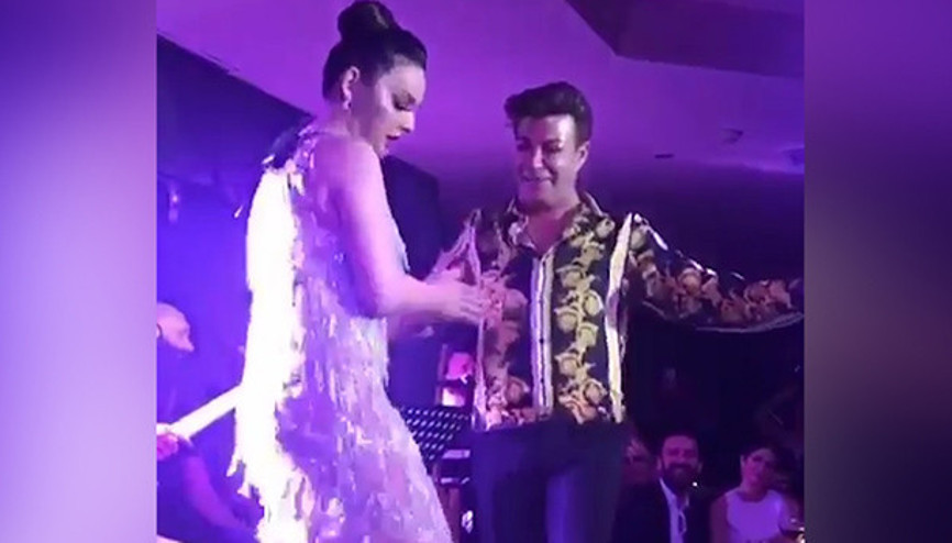 Fatih Ürekten Ebru Gündeşe oryantal dersi