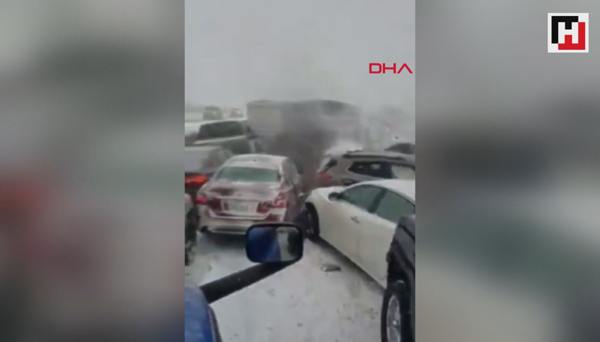 ABDde otoyolda buzlanma 50ye yakın araç birbirine girdi, 1 ölü