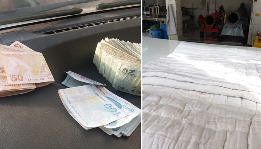 Yorganı yıkamaya verdiler İçinden deste deste para çıktı
