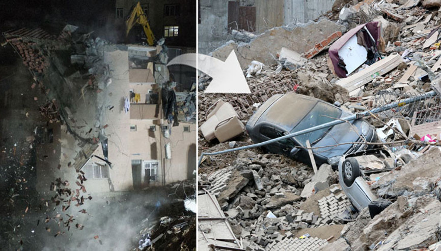 Kağıthanede 5 katlı binanın yıkım çalışması sona erdi