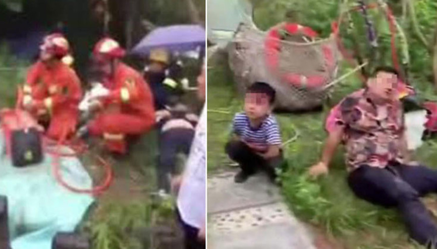 Çinde devasa kaydıraktan yere çakıldılar