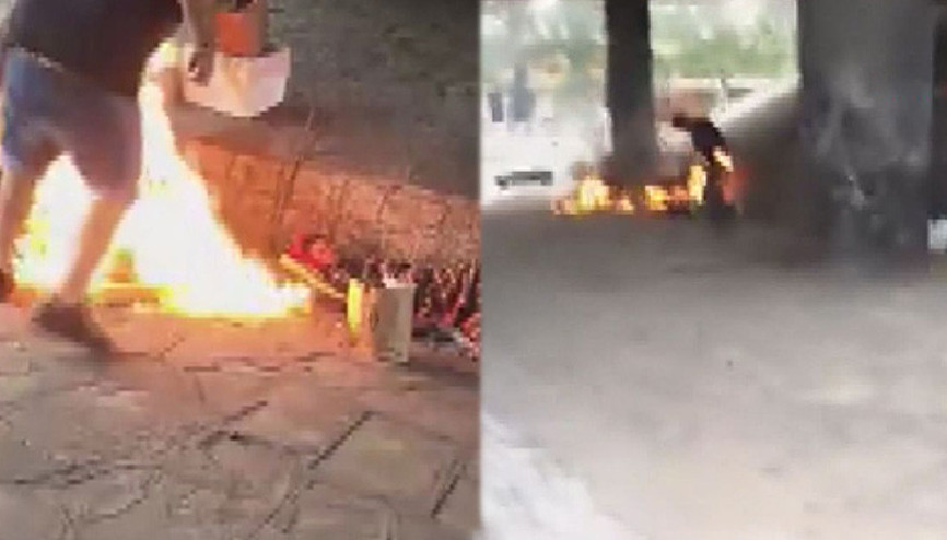 Arjantinde evsizlerin üzerine alkol döküp yaktılar