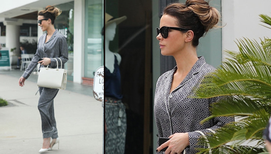 Pijama giymiş ama saç ve makyaj yerinde