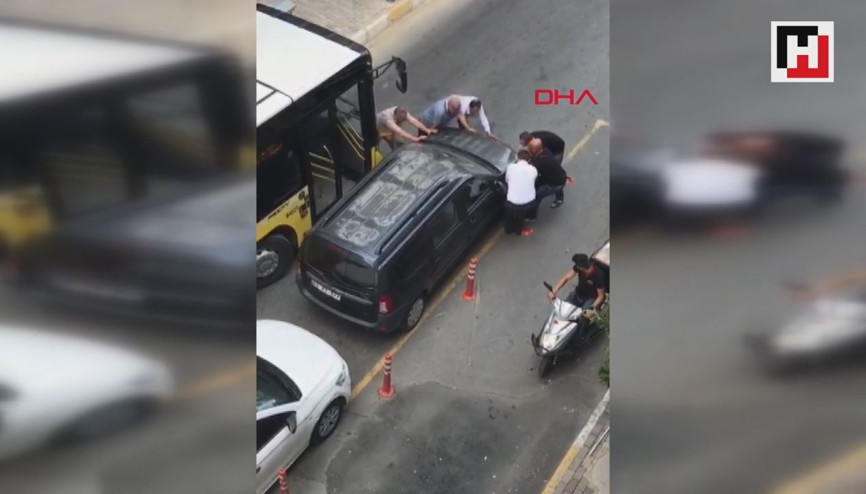 Bağcılarda hatalı park edilen otomobili böyle kenara çektiler