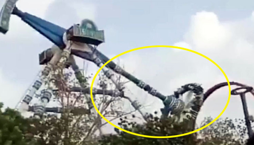 Lunaparkta dehşet anları kamerada 20 metreden çakıldılar