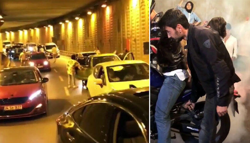 Asker uğurlayan magandalar tünel kapatıp havaya ateş açtı