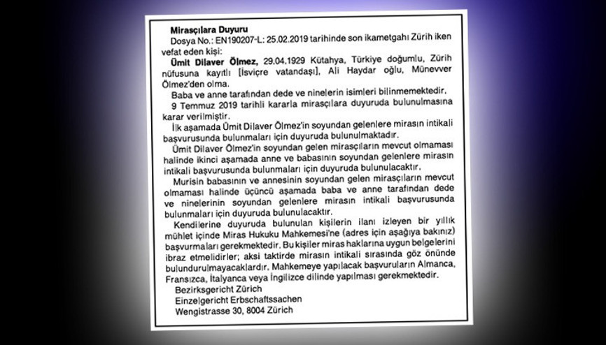 Ümit dede vefat etti Devlet mirasçılarını arıyor