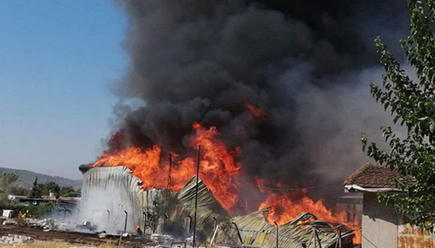 İzmirde palet fabrikasında büyük yangın