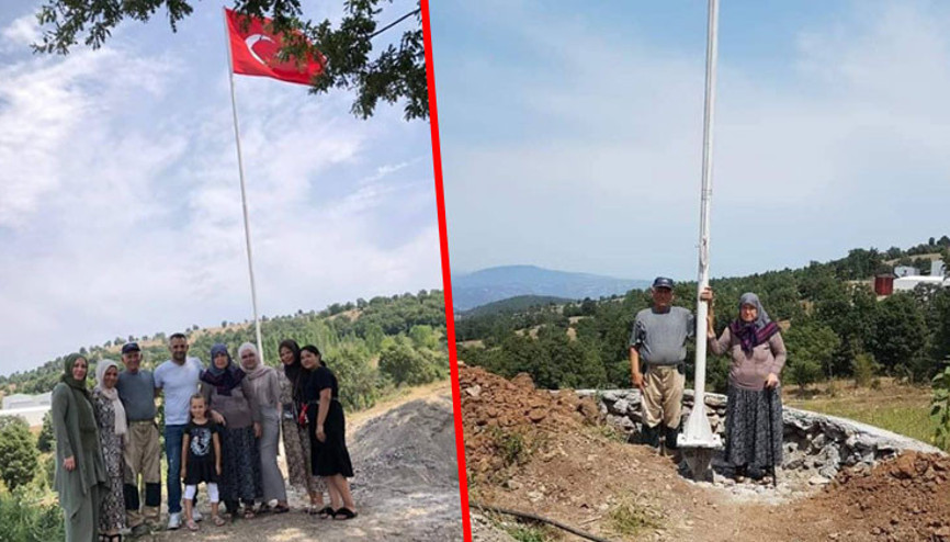 ‘Yıllarca hasretini çektim’ dedi, dev Türk bayrağı dikti