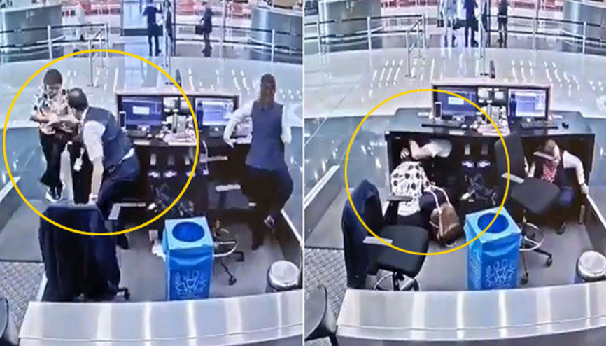 THY görevlisi, deprem sırasında yolcuyu böyle korudu THY görevlisi, deprem sırasında yolcuyu böyle korudu