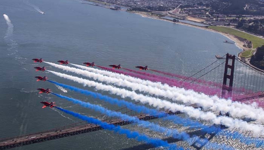 Jetler havalandı... Gökyüzü kırmızı, mavi ve beyaz