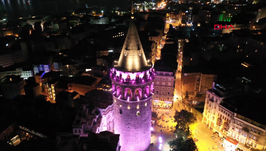 Galata Tower turns pink for breast cancer