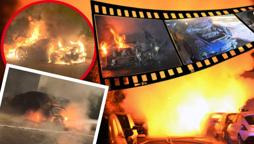 Park halindeki lüks otomobilleri benzin dökerek yaktılar