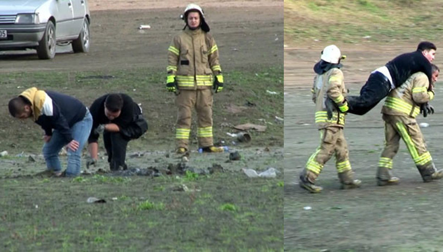 İki gencin zor anları... Bir anda battılar