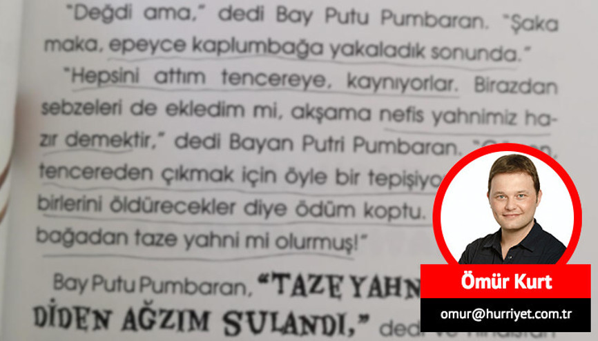 Bir çocuk kitabında can çekiştirerek kaplumbağa haşlamak Bir çocuk kitabında can çekiştirerek kaplumbağa haşlamak