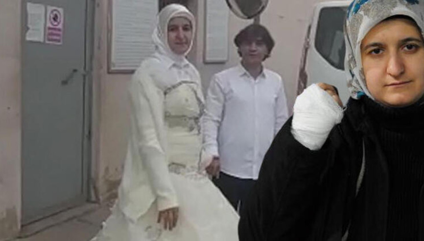 Cezaevi çıkışında gelinlikle karşıladığı eşi elinde sigara söndürdü