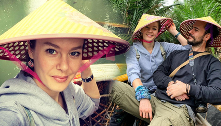 Oyuncu Burcu Biricik ile eşi Emre Yetkin Vietnamda
