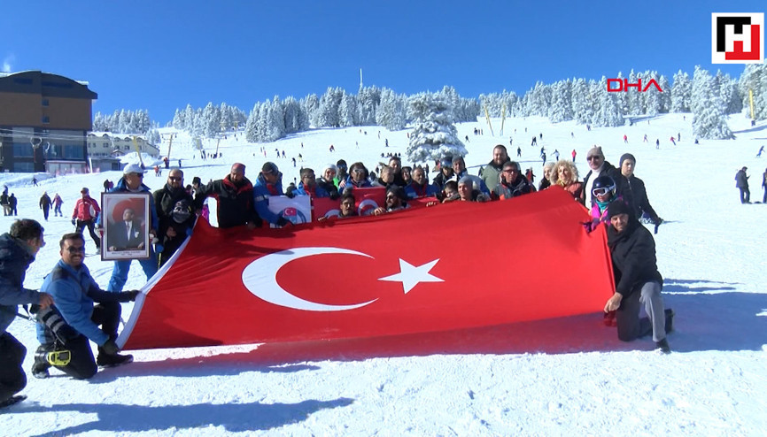 Yunan vekile tepki için Uludağda dev bayrak açtılar