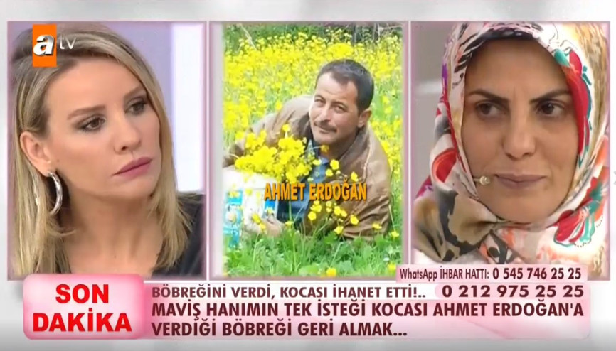 Maviş Erdoğandan eşine “böbreğimi geri ver” çağrısı