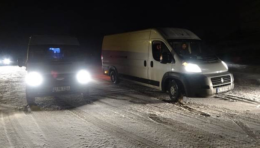 Hatay Yayladağında taşımalı eğitime kar ve buzlanma engeli