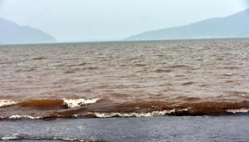Marmaris’te şaşkına çeviren görüntü: Denizin rengi kahverengiye boyandı