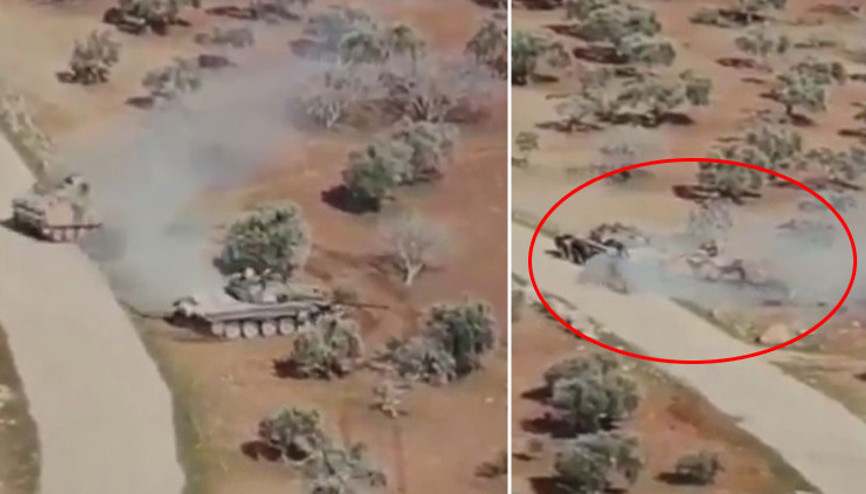 Suriyede inanılmaz görüntüler 15 tonluk zırhlı araç ile 45 tonluk tank karşı karşıya...